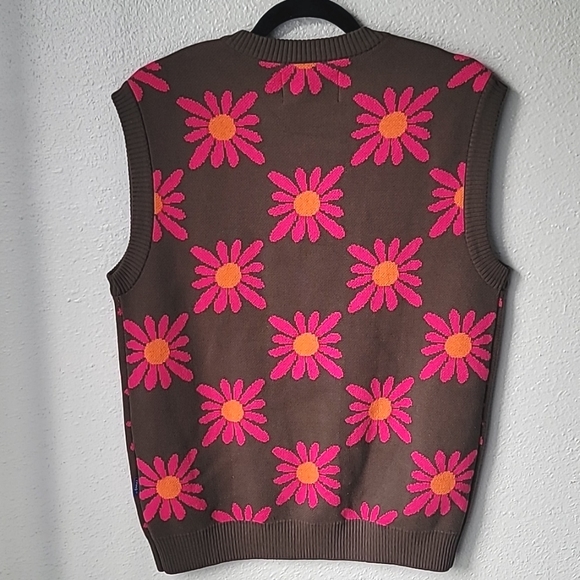 NWT Awake NY Floral Knit Vest, Size Small, Color Brown/Pink/Orange - Picture 8 of 13